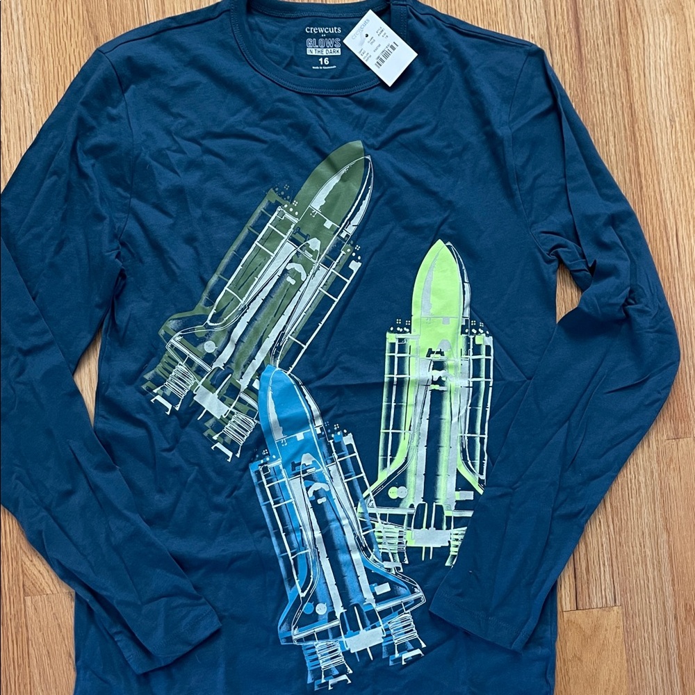 Crewcuts Navy Blue Space Shuttle Long Sleeve Tee